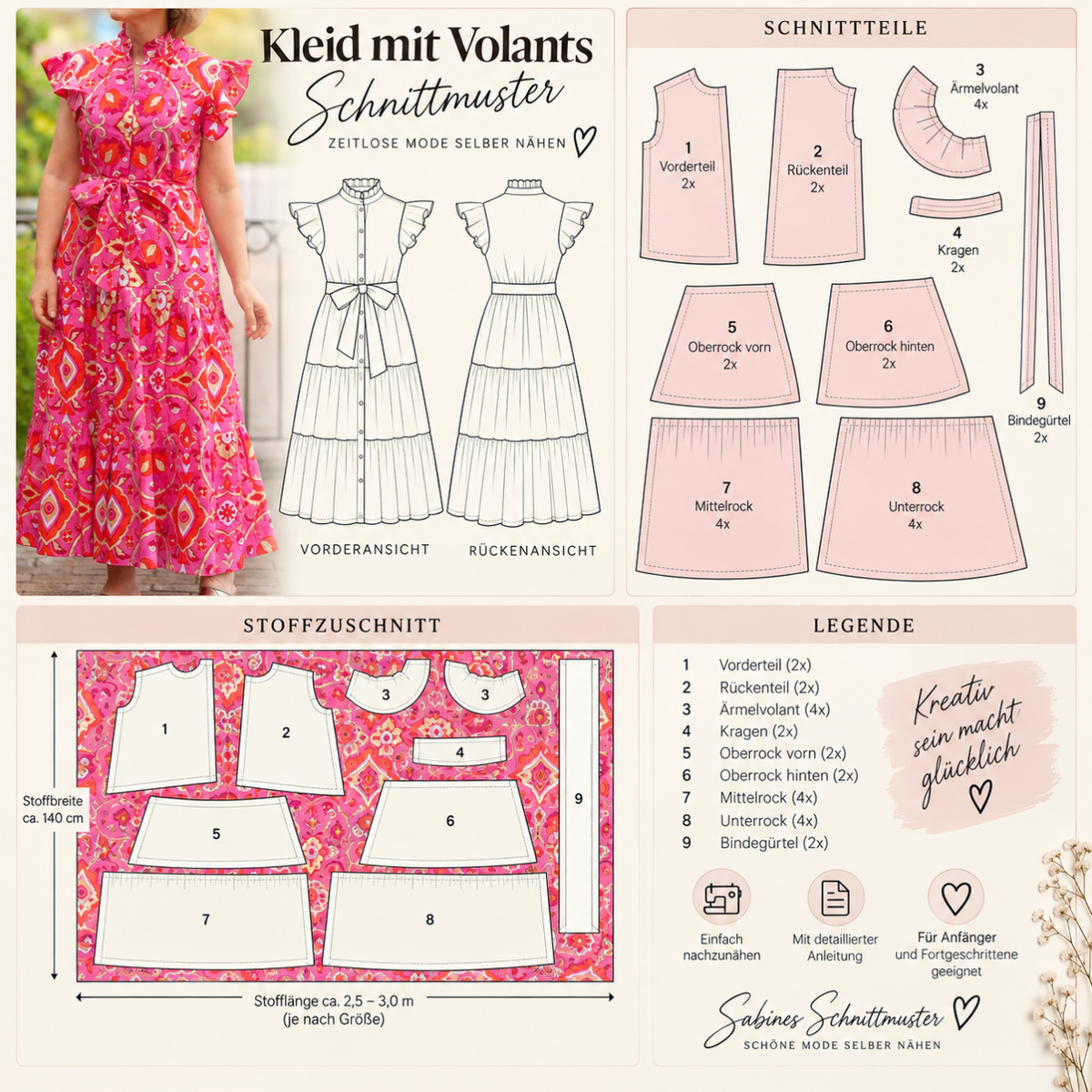 Sabines Sommerkleider Kollektion | 10 PDF-Schnittmuster